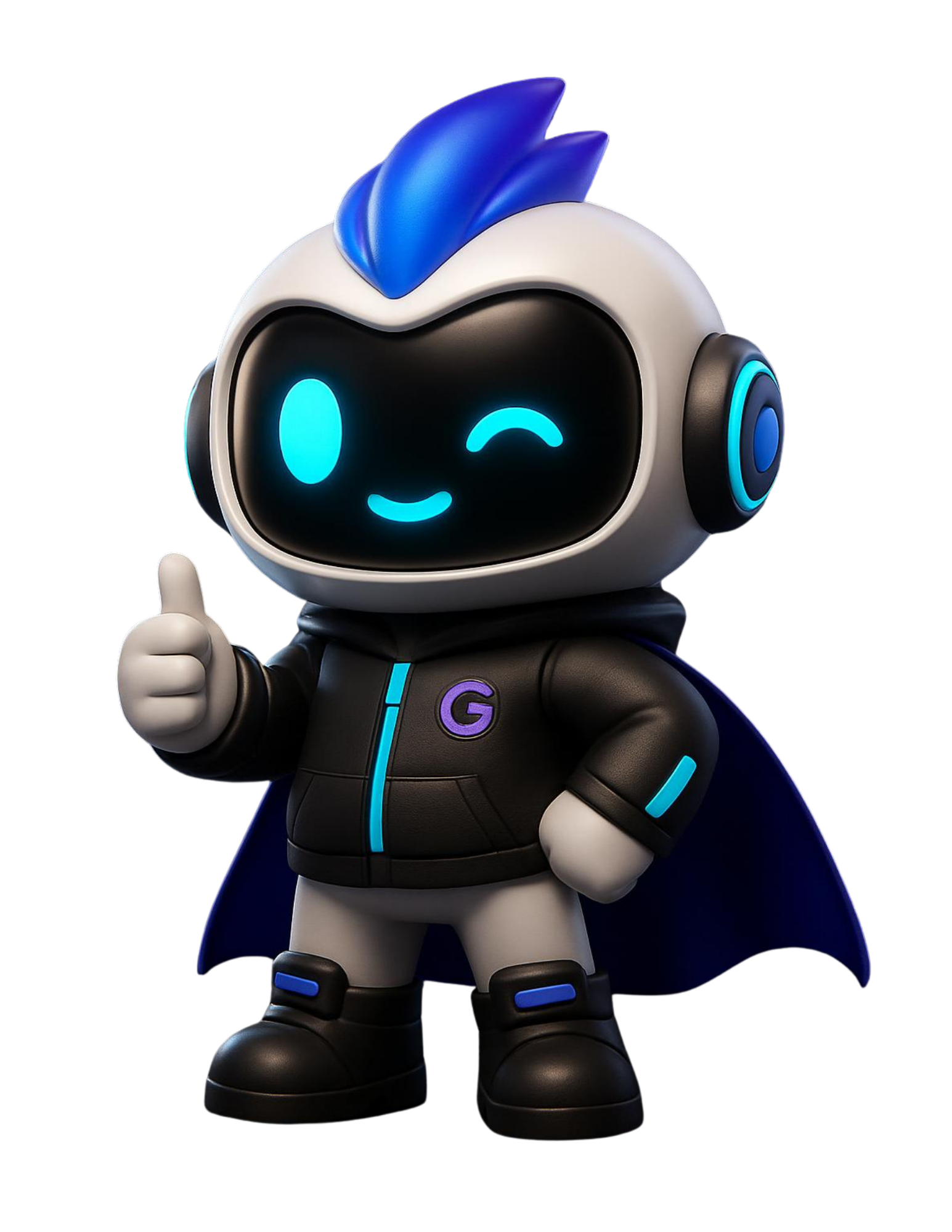 Grovi, the JLM Solutions guide, giving a friendly thumbs up